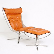 Falcon Chair and Ottoman - Caramel Tan