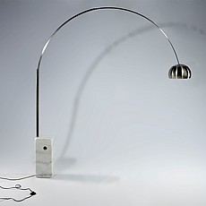 Show product details for Clearance: Achille Castiglioni Style: Arco Floor Lamp - White Marble