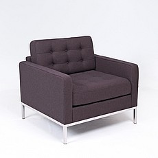 Show product details for Clearance: Florence Knoll Lounge Chair - Mica Gray Fabric - with Buttons