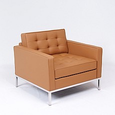 Show product details for Clearance: Florence Knoll Lounge Chair - Earth Tan Leather - No Buttons
