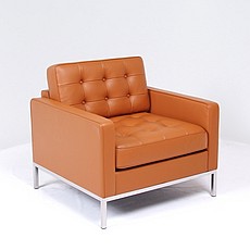 Show product details for Clearance: Florence Knoll Lounge Chair - Sienna Brown Leather - with Buttons