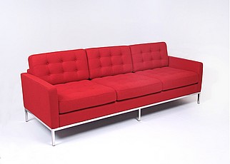 Show product details for Clearance: Florence Knoll Sofa - Cayenne Red Fabric - with Buttons
