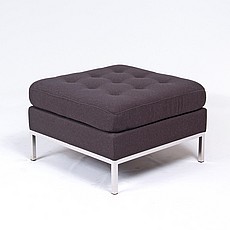 Clearance: Florence Knoll Ottoman (Square Small) - Mica Gray Fabric - with Buttons